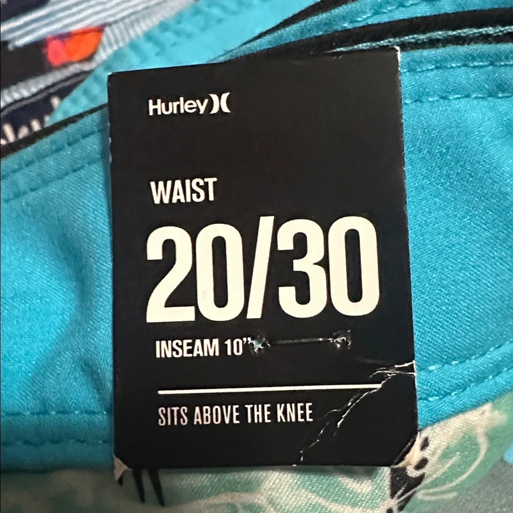 Hurley blue lazer tropical board shorts Swim trunks size 20 /30
